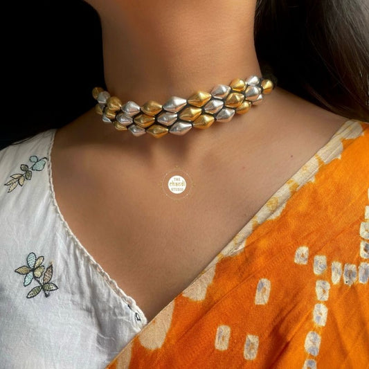 Sadabahar Dholki Bead Dual Tone Necklace