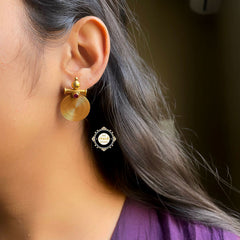 Full Gold Ruby Disc Earring