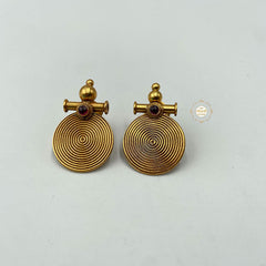 Full Gold Ruby Disc Earring