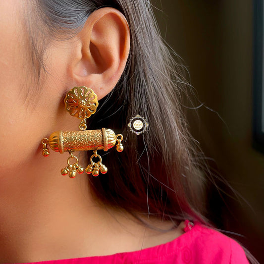 Full Gold Tribal Taweez Earring