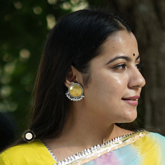 Full Moon Pearl Earring Full Gold