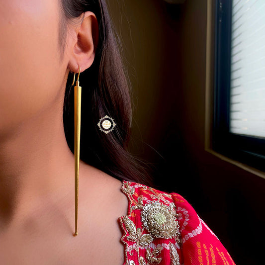 Full Gold Long Stick Hoop Earring