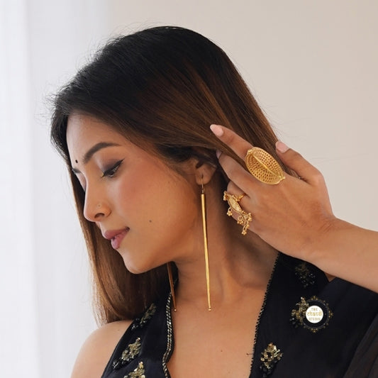 Full Gold Long Stick Hoop Earring