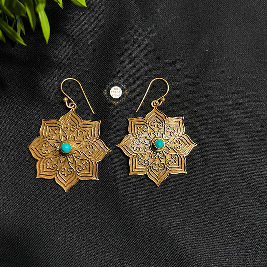 Full Gold Ripple Mandala Earring