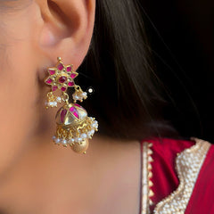 Kundan Pearl Full Gold Earring