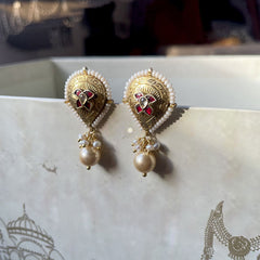 Kundan Pearl Full Gold Earring