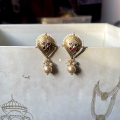 Kundan Pearl Full Gold Earring