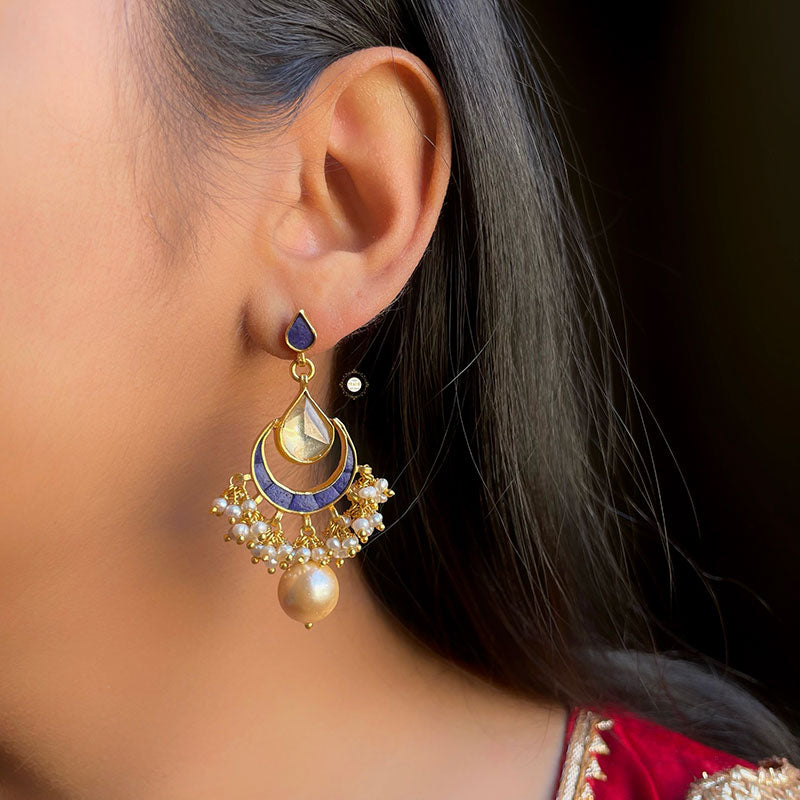 Kundan Pearl Full Gold Earring