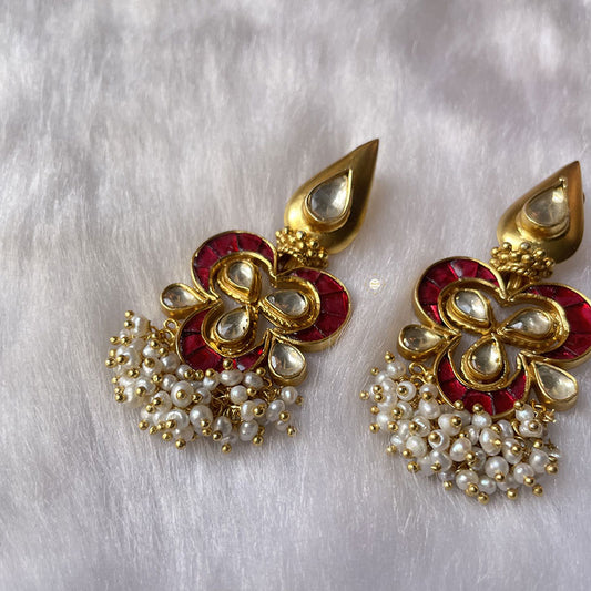 Kundan Pearl Full Gold Earring