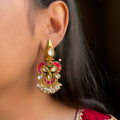 Kundan Pearl Full Gold Earring