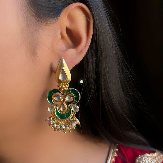 Kundan Pearl Full Gold Earring