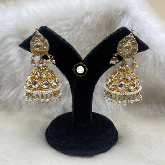 Kundan Pearl Full Gold Earring