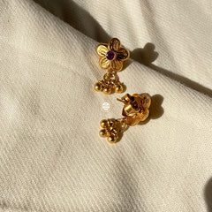 Dilkash Floral Ghungroo Earring Full gold