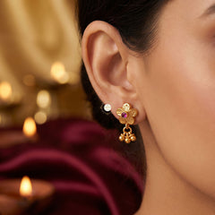 Dilkash Floral Ghungroo Earring Full gold
