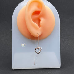 Sparkling Silver Heart Threader Earring