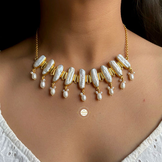 Full Gold Mother Of Pearls Necklace Set