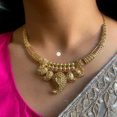 Muhurat Full Gold Paisley Necklace Set