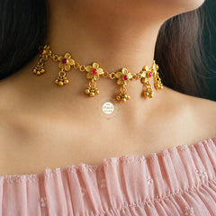Shop Floral Ghungroo Gold Necklace Online