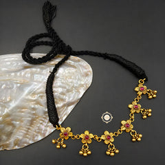 Dilkash Floral Ghungroo Necklace Full Gold