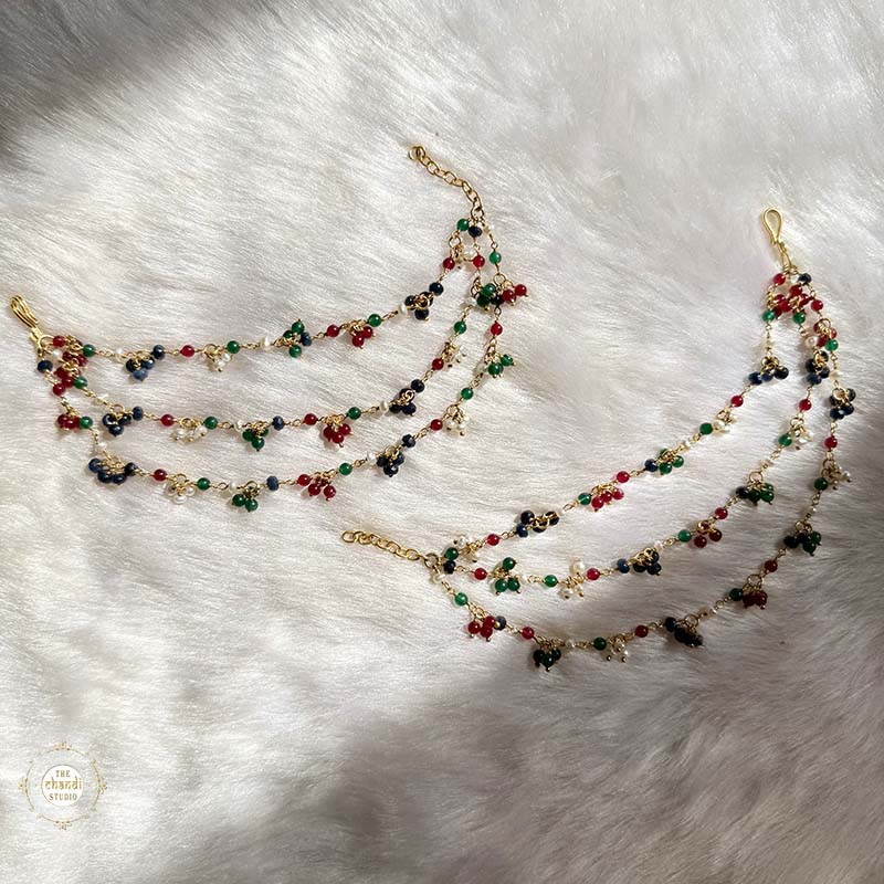 Sterling Silver Muhurat Ear Chain Kanauti (Pair)