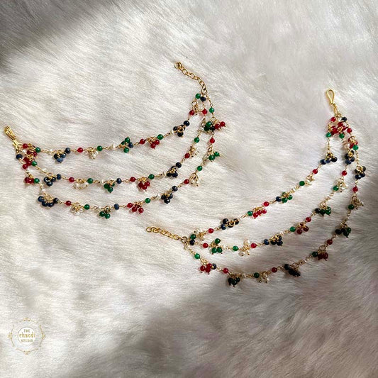 Sterling Silver Muhurat Ear Chain Kanauti (Pair)