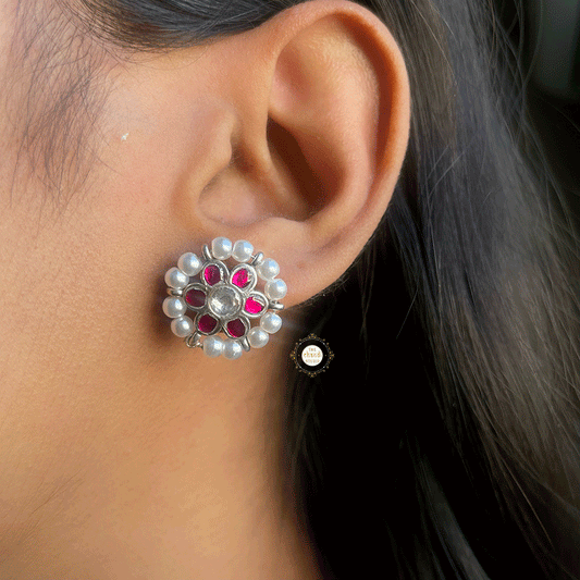 Kundan Floral Studs