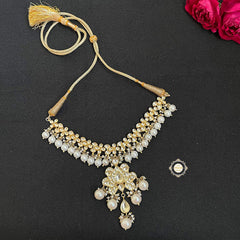 Muhurat Gold Polish Kundan Kamal Necklace