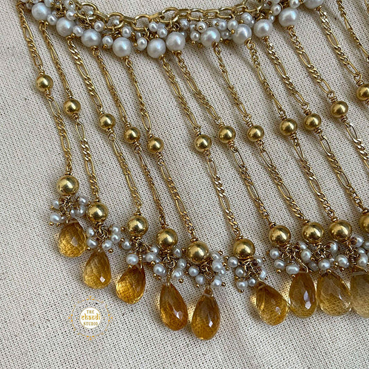 Muhurat Full Gold Citrine Waterfall Necklace