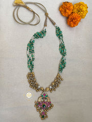 Muhurat Gold Polish Kundan Peacock Necklace