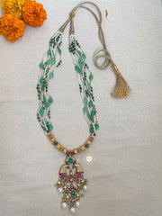 Muhurat Gold Polish Kundan Peacock Necklace