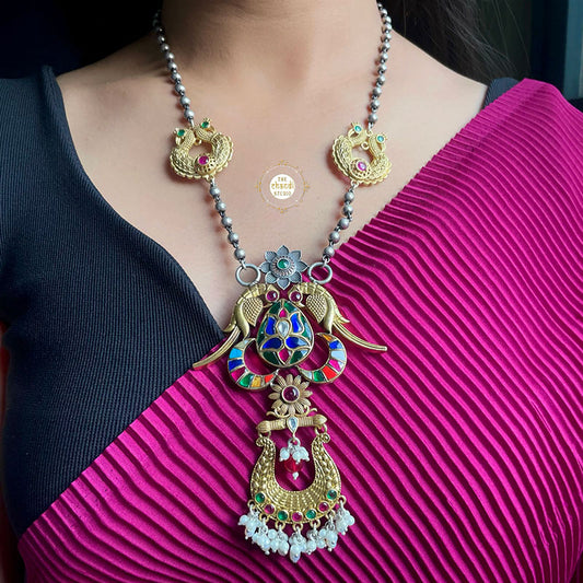 Muhurat Gold Polish Timeless Parrot Necklace Set