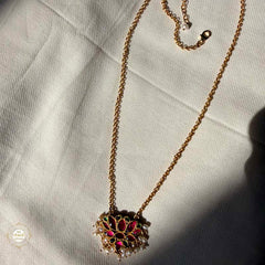 Kundan Rajwada Ruby Lotus Neckalce