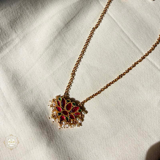 Buy Kundan Ruby Lotus Neckalce Online