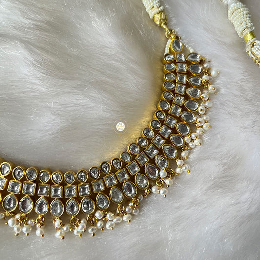 Rajwadi Pearl Kundan Necklace