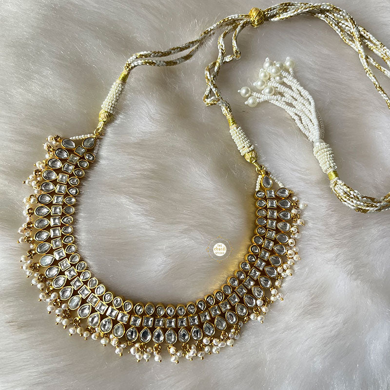Rajwadi Pearl Kundan Necklace