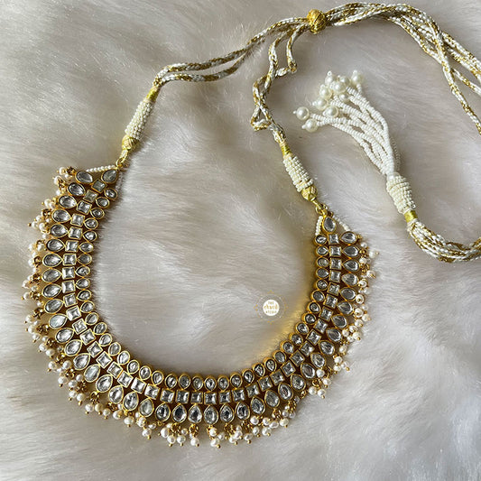 Rajwadi Pearl Kundan Necklace