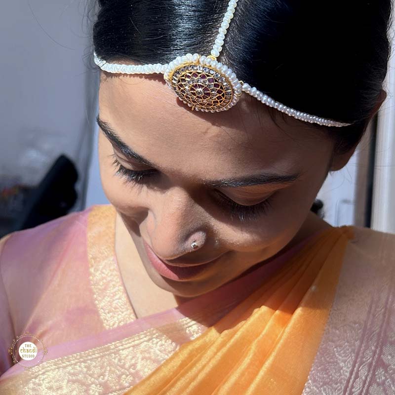 Sterling Silver Royal Kundan Borla Maang Tikka