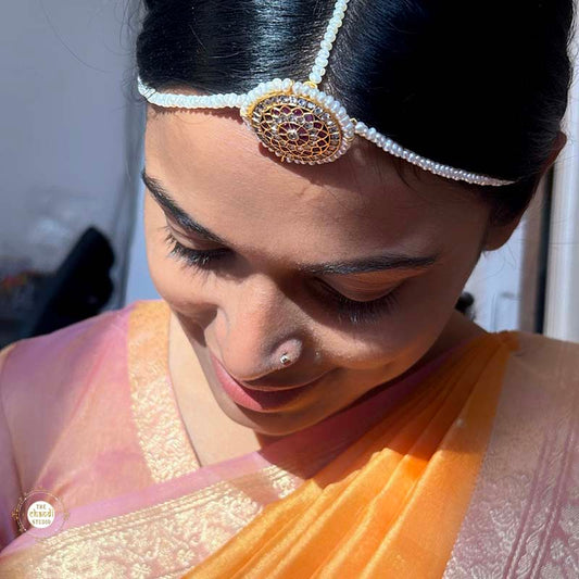 Sterling Silver Royal Kundan Borla Maang Tikka