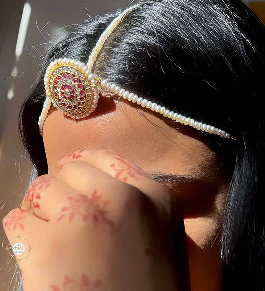 Sterling Silver Royal Kundan Borla Maang Tikka