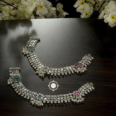 Jashn Modern Maharani Floral Stone Anklet