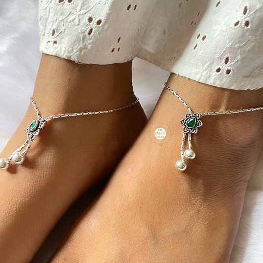 Floral Pure Silver 925 Ankle Bracelet/Payal