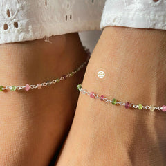 Pure Silver 925 Modern Ankle Bracelets with Stones