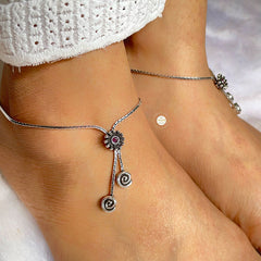 Nazaakat Ruby Stone Drop Anklet