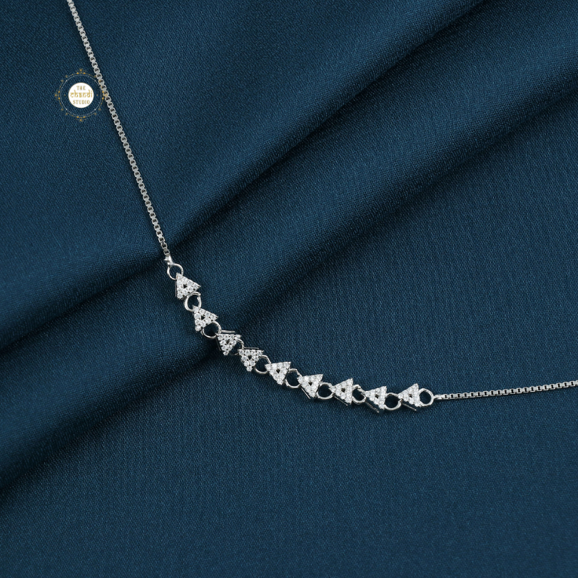 Sparkling Silver Twinkle Triangle Anklet