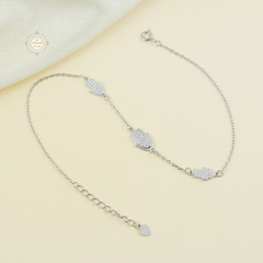 Sparkling Silver Hamsa Anklet