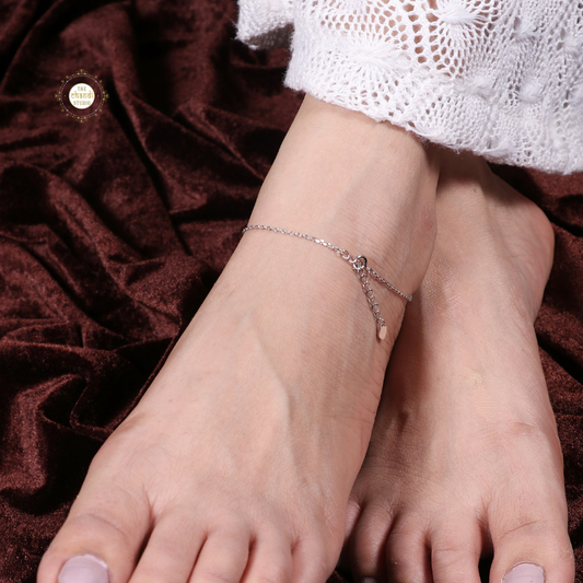 Sparkling Silver Hamsa Anklet