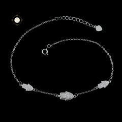 Sparkling Silver Hamsa Anklet