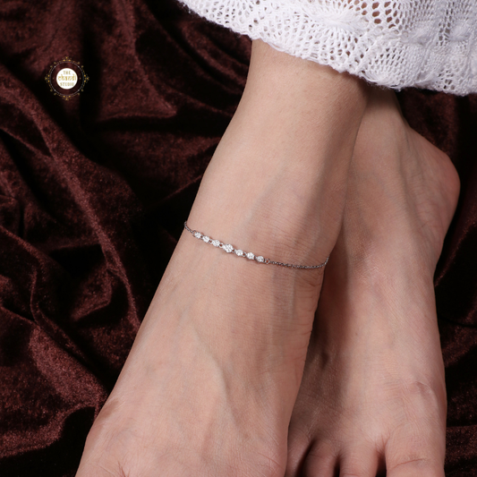 Sterling Silver Sparkling Silver Classic Everyday Anklet
