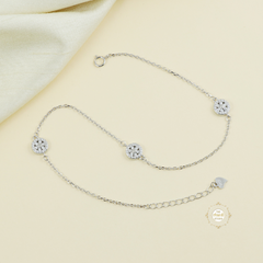 Sparkling Silver Floral Shine Anklet