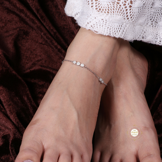 Sterling Silver Sparkling Silver Classic Everyday Anklet